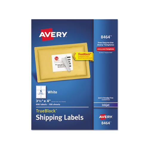 Shipping Labels W- Trueblock Technology, Inkjet Printers, 3.33 X 4, White, 6-sheet, 100 Sheets-box