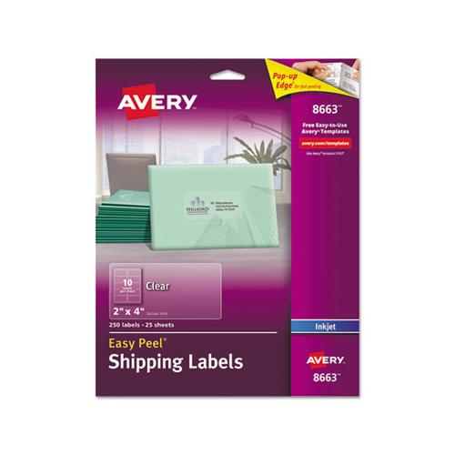 Matte Clear Easy Peel Mailing Labels W- Sure Feed Technology, Inkjet Printers, 2 X 4, Clear, 10-sheet, 25 Sheets-pack