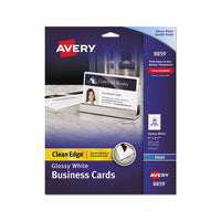 Clean Edge Business Cards, Inkjet, 2 X 3 1-2, Glossy White, 200-pack