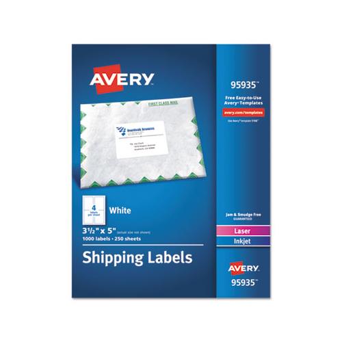 White Shipping Labels-bulk Packs, Inkjet-laser Printers, 3.5 X 5, White, 4-sheet, 250 Sheets-box