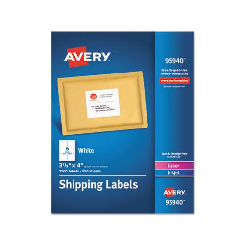 White Shipping Labels-bulk Packs, Inkjet-laser Printers, 3.33 X 4, White, 6-sheet, 250 Sheets-box