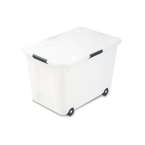 Rolling 15-gal. Storage Box, Letter-legal Files, 23.75" X 15.75" X 15.75", Clear