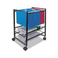 Mobile File Cart W-sliding Baskets, 12.88w X 15d X 21.13h, Black