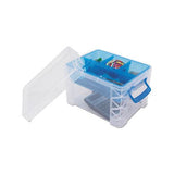 Super Stacker Divided Storage Box, 5 Sections, 7.5" X 10.13" X 6.5", Clear-blue