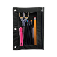 Binder Pencil Pouch, 10 X 7 3-8, Black-clear