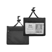 Id Badge Holder W-convention Neck Pouch, Horizontal, 4 X 2 1-4, Black, 12-pack