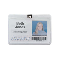 Id Badge Holder W-clip, Horizontal, 4.13w X 3.38h, Clear, 50-pack