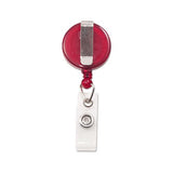 Translucent Retractable Id Card Reel, 34" Extension, Red, 12-pack