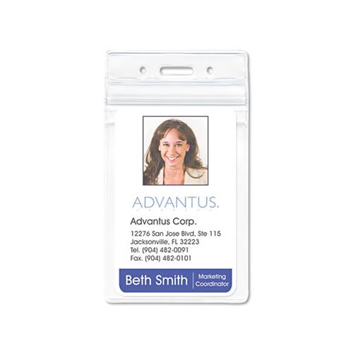 Resealable Id Badge Holder, Vertical, 3.68 X 5, Clear, 50-pack