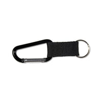 Carabiner Key Chains, Split Key Rings, Aluminum, Black, 10-pack