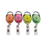 Carabiner-style Retractable Id Card Reel, 30" Extension, Assorted Neon, 20-pack