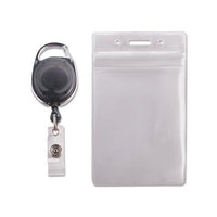 Resealable Id Badge Holder, Cord Reel, Vertical, 3.68 X 5, Clear, 10-pack