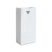 Grocery Paper Bags, 35 Lbs Capacity, #10, 6.31"w X 4.19"d X 13.38"h, White, 500 Bags
