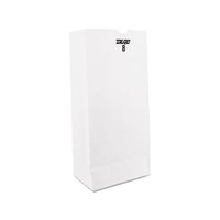 Grocery Paper Bags, 35 Lbs Capacity, #8, 6.13"w X 4.17"d X 12.44"h, White, 500 Bags