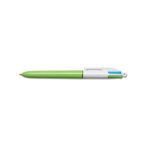 Retractable Ballpoint Pen, 1 Mm, Lime-pink-purple-turq Ink, Lime Barrel, 2-pack