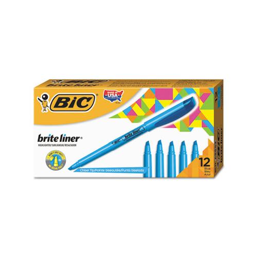 Brite Liner Highlighter, Chisel Tip, Fluorescent Blue, Dozen