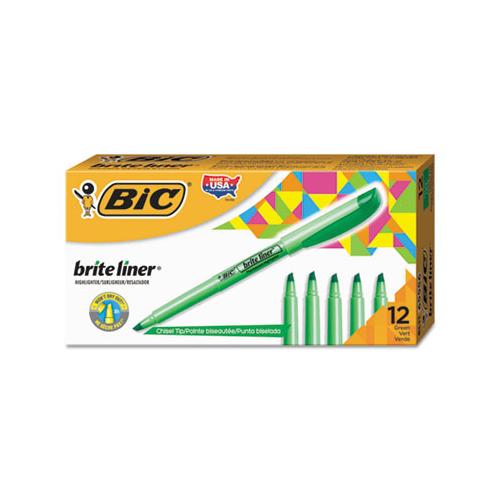 Brite Liner Highlighter, Chisel Tip, Fluorescent Green, Dozen