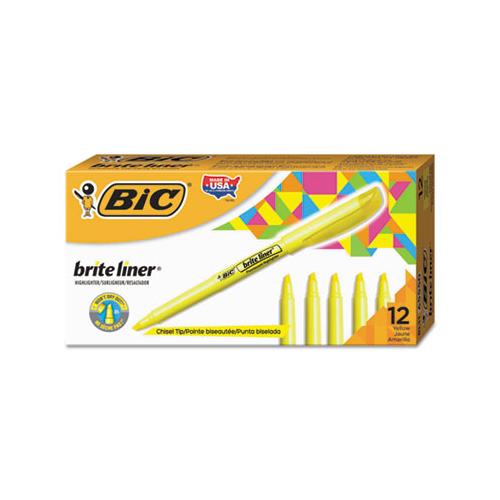 Brite Liner Highlighter, Chisel Tip, Fluorescent Yellow, Dozen