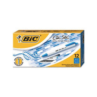 Clic Stic Retractable Ballpoint Pen, Medium 1 Mm, Blue Ink, White Barrel, Dozen