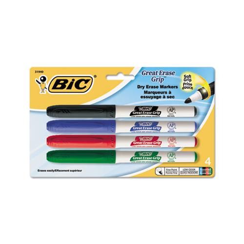 Intensity Low Odor Dry Erase Marker, Fine Bullet Tip, Assorted Colors, 4-set