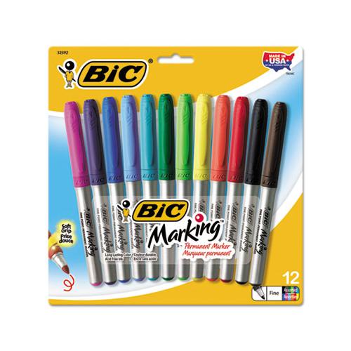 Intensity Permanent Marker, Fine Bullet Tip, Assorted Colors, 12-set