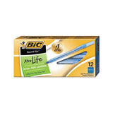 Round Stic Xtra Precision Stick Ballpoint Pen, 0.8 Mm, Blue Ink, Tran Blue Barrel, Dozen