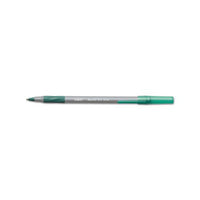 Round Stic Grip Xtra Comfort Stick Ballpoint Pen, 1.2mm, Green Ink, Gray Barrel, Dozen