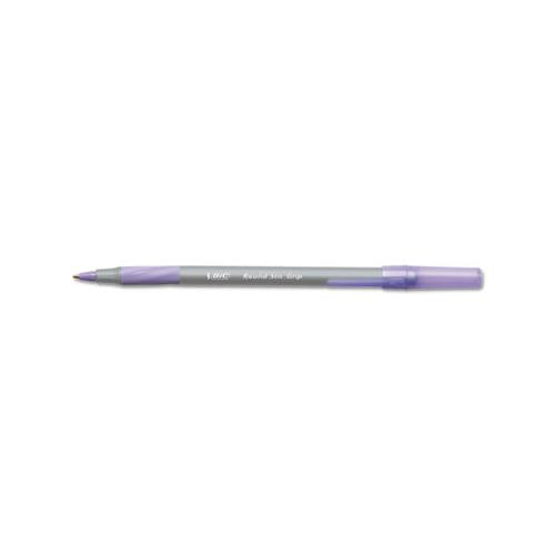 Round Stic Grip Xtra Comfort Stick Ballpoint Pen, 1.2mm, Purple Ink, Gray Barrel, Dozen