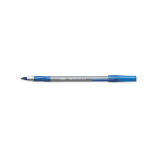 Round Stic Grip Xtra Comfort Stick Ballpoint Pen Value Pack, 1.2mm, Blue Ink, Gray Barrel, 36-pack