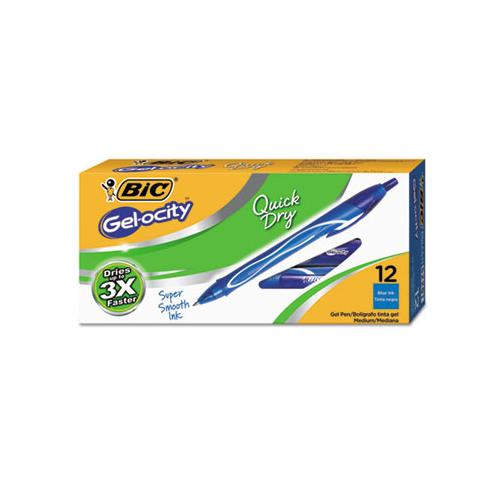 Gel-ocity Quick Dry Retractable Gel Pen, Medium 0.7mm, Blue Ink-barrel, Dozen