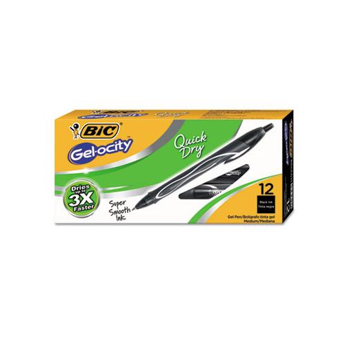 Gel-ocity Quick Dry Retractable Gel Pen, Medium 0.7mm, Black Ink-barrel, Dozen