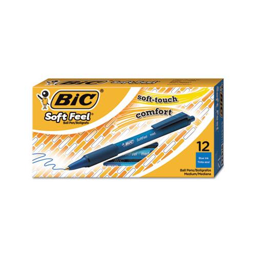 Soft Feel Retractable Ballpoint Pen, Medium 1mm, Blue Ink-barrel, Dozen
