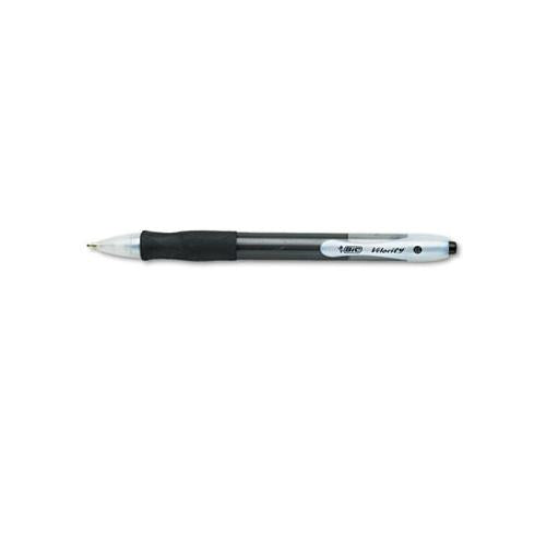 Velocity Retractable Ballpoint Pen, 1mm, Black Ink, Trans Black Barrel, Dozen