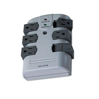 Pivot Plug Surge Protector, 6 Outlets, 1080 Joules, Gray