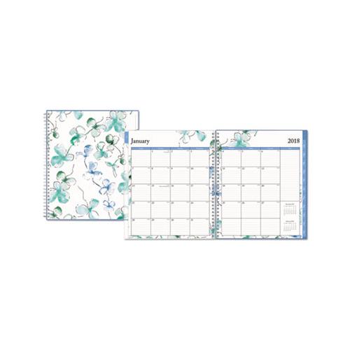 Lindley Monthly Wirebound Planner, 10 X 8, White-blue, 2021