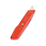 Interlock Safety Utility Knife W-self-retracting Round Point Blade, Red Orange