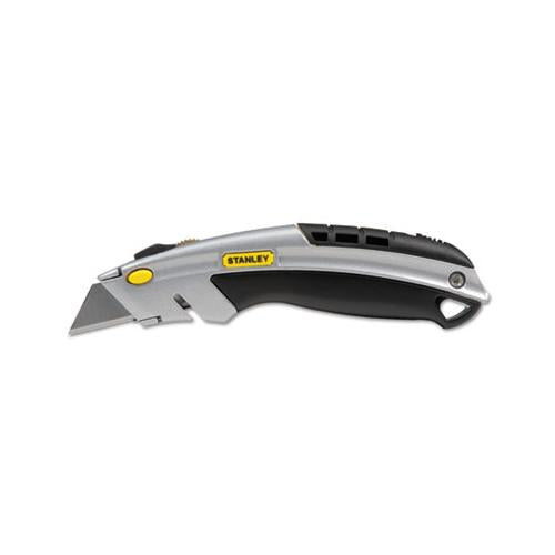 Curved Quick-change Utility Knife, Stainless Steel Retractable Blade, 3 Blades