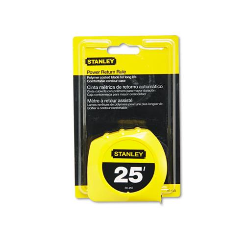Power Return Tape Measure, Plastic Case, 1" X 25ft, Yellow