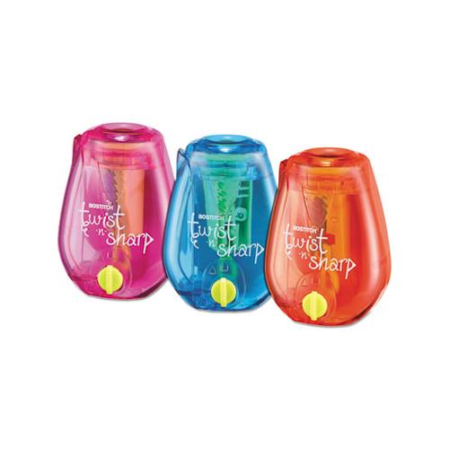 Twist-n-sharp Pencil Sharpener, One-hole, 3.5" X 1.25" X 5.5", Randomly Assorted Colors, 6-pack