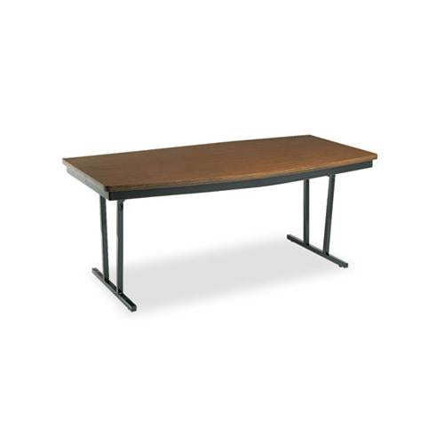 Economy Conference Folding Table, Boat, 72w X 36d X 30h, Walnut-black