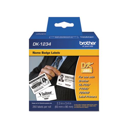 Die-cut Name Badge Labels, 2.3" X 3.4", White, 260-roll