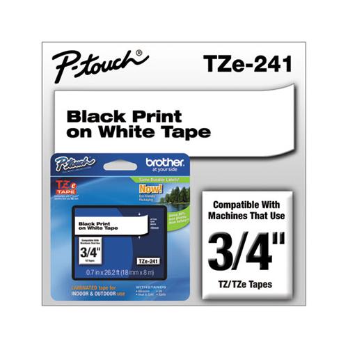 Tze Standard Adhesive Laminated Labeling Tape, 0.7" X 26.2 Ft, Black On White