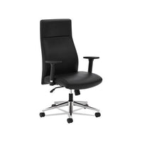 Define Executive High-back Leather Chair, Supports Up To 250 Lbs., Black Seat-black Back, Polished Chrome Base