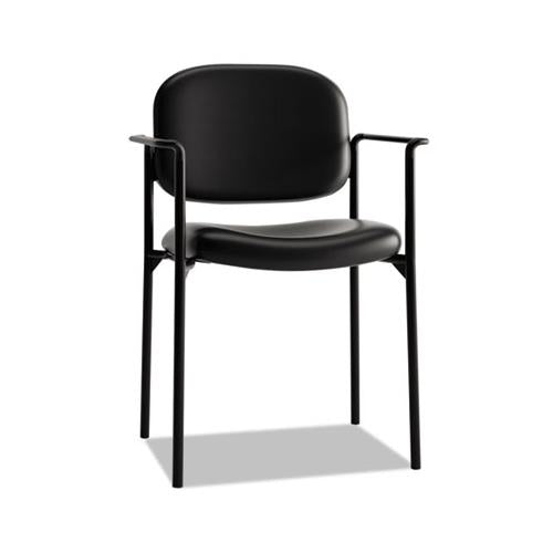 Vl616 Stacking Guest Chair With Arms, Black Seat-black Back, Black Base