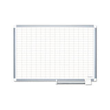 Gridded Magnetic Porcelain Planning Board, 1 X 2 Grid, 72 X 48, Aluminum Frame