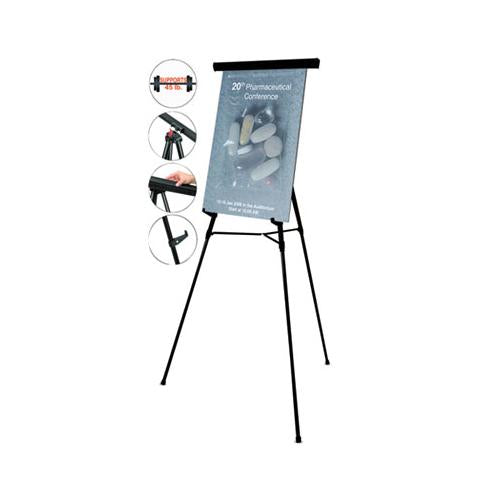 Telescoping Tripod Display Easel, Adjusts 35" To 64" High, Metal, Black