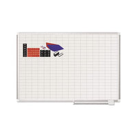 Grid Planning Board W- Accessories, 1 X 2 Grid, 48 X 36, White-silver