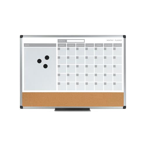 3-in-1 Calendar Planner Dry Erase Board, 36 X 24, Silver Frame