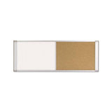 Combo Cubicle Workstation Dry Erase-cork Board, 36x18, Silver Frame