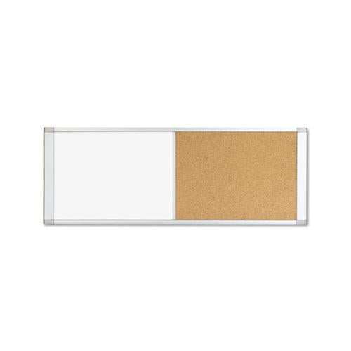 Combo Cubicle Workstation Dry Erase-cork Board, 48x18, Silver Frame